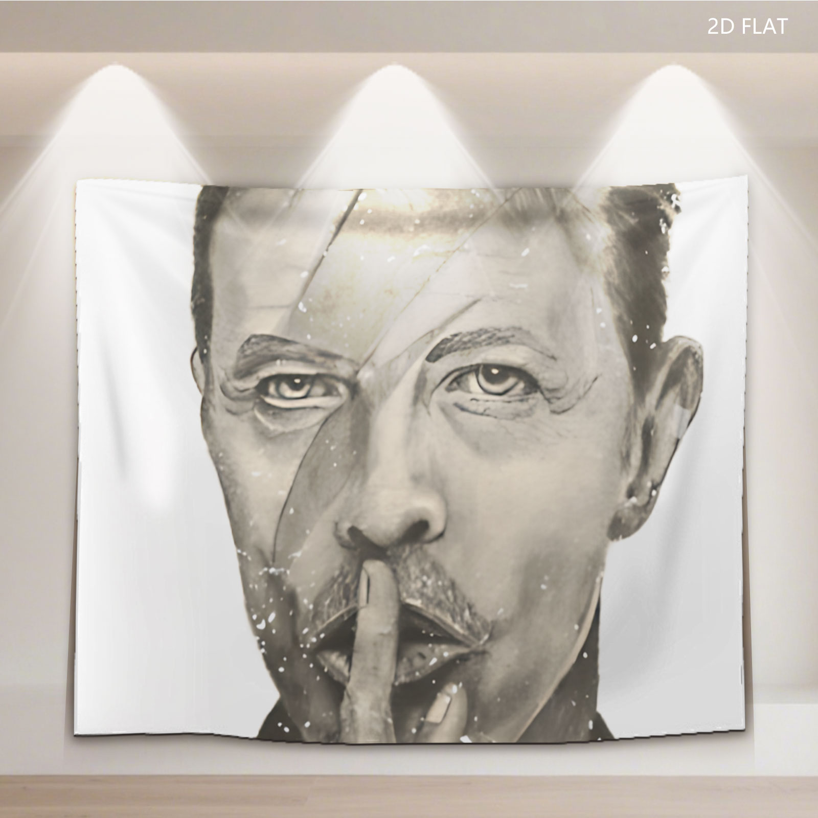 David Bowie: Ziggy Stardust Portrait with Shh Gesture - Tapestry
