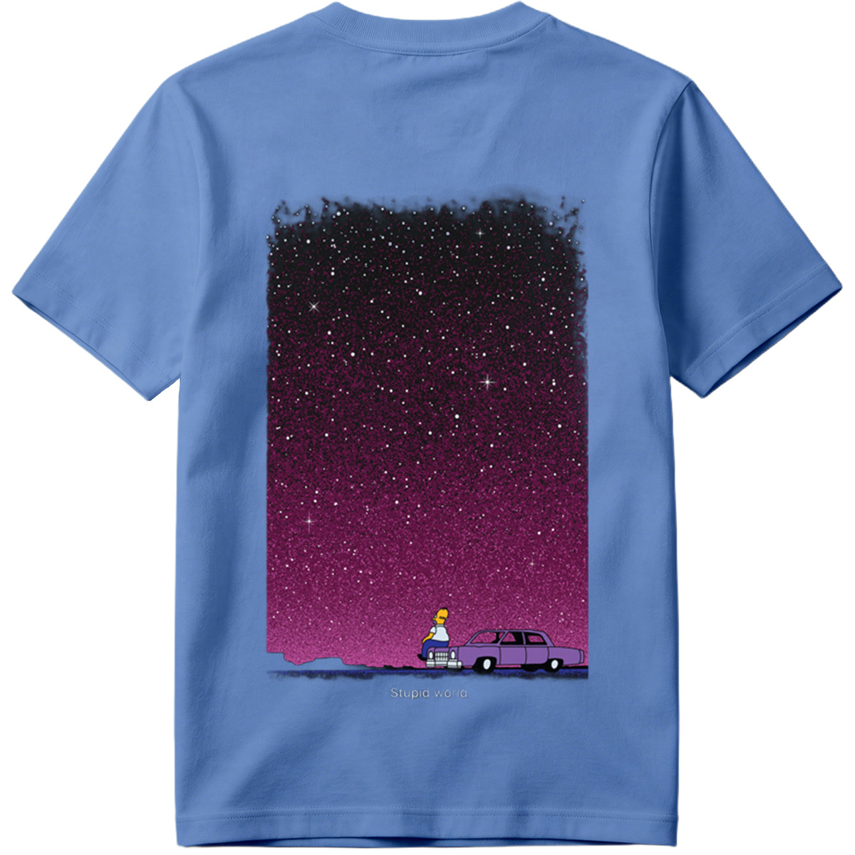 Homer Simpson Stares at the Stars in a Purple Sky - Tee