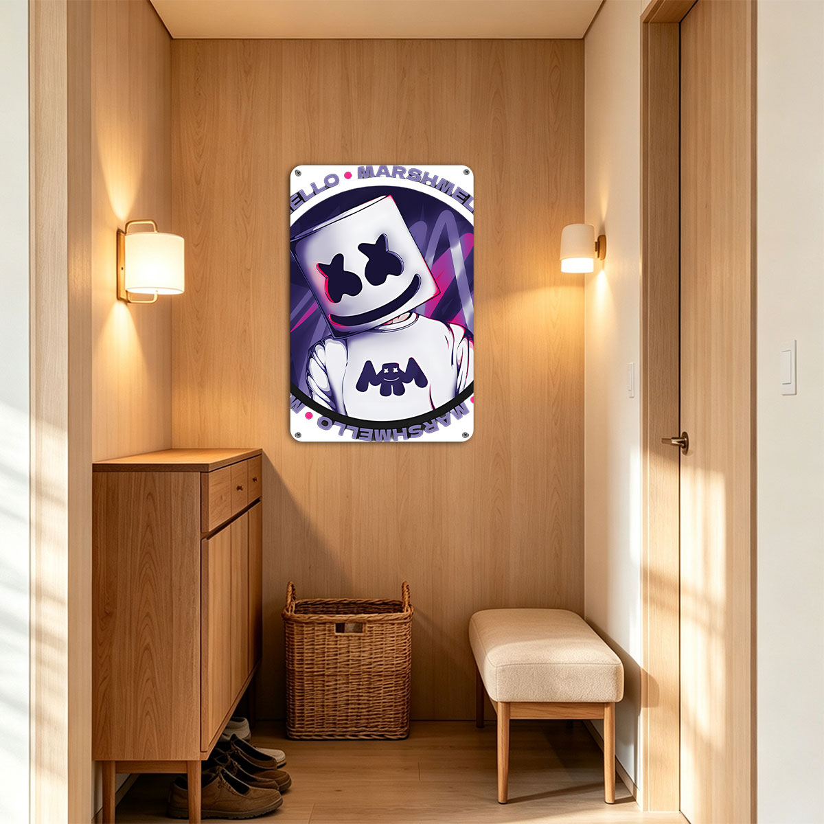 Marshmello - Iconic DJ with Signature Marshmallow Helmet and Logo Design - painting