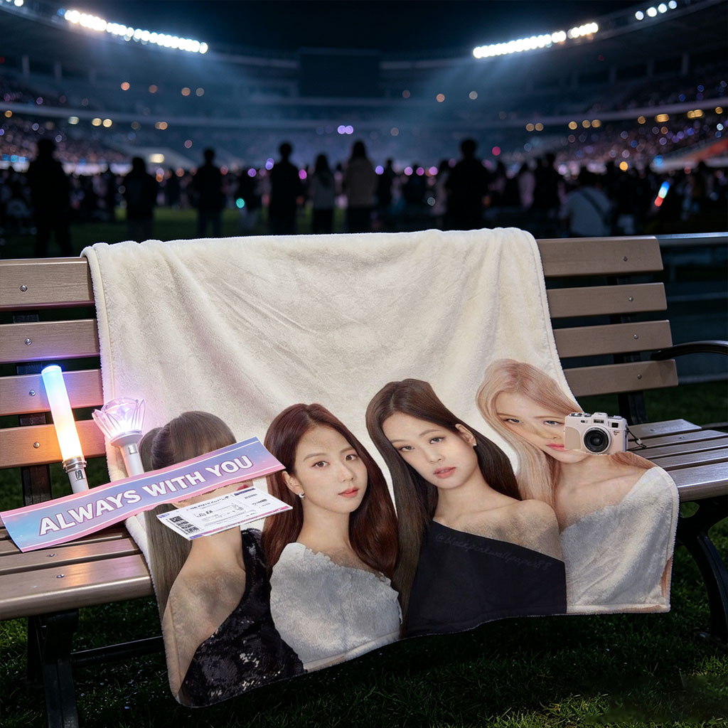 BLACKPINK Group Photo in Elegant Black and White Outfits on a Minimalist Background - Blankets