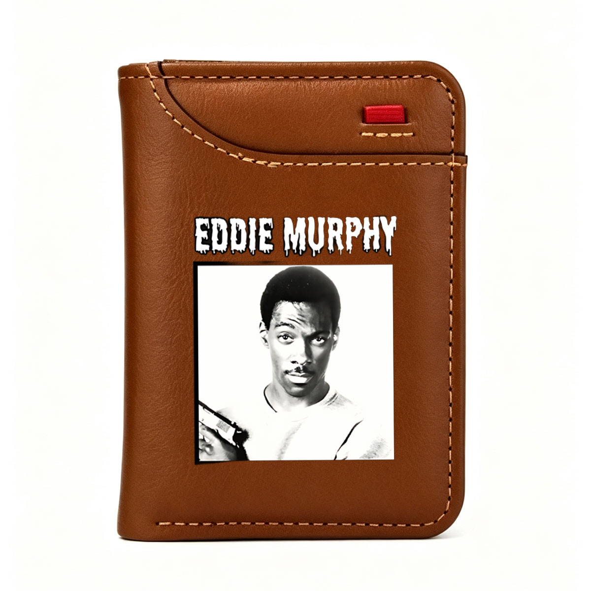 Eddie Murphy Holding Gun in Black and White Portrait - Vertical Style Wallet