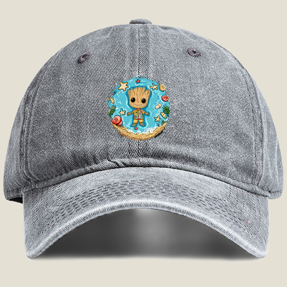 Guardians of the Galaxy - Baby Groot at the Beach - Washed Denim - Baseball Cap