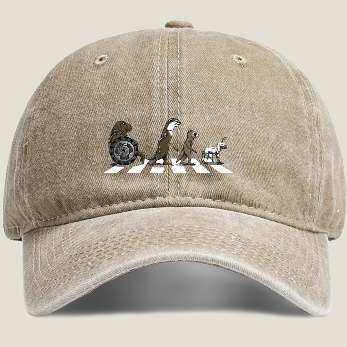 The Batch89: Otter, Weasel, and Rabbit Crossing - Washed Denim - Baseball Cap