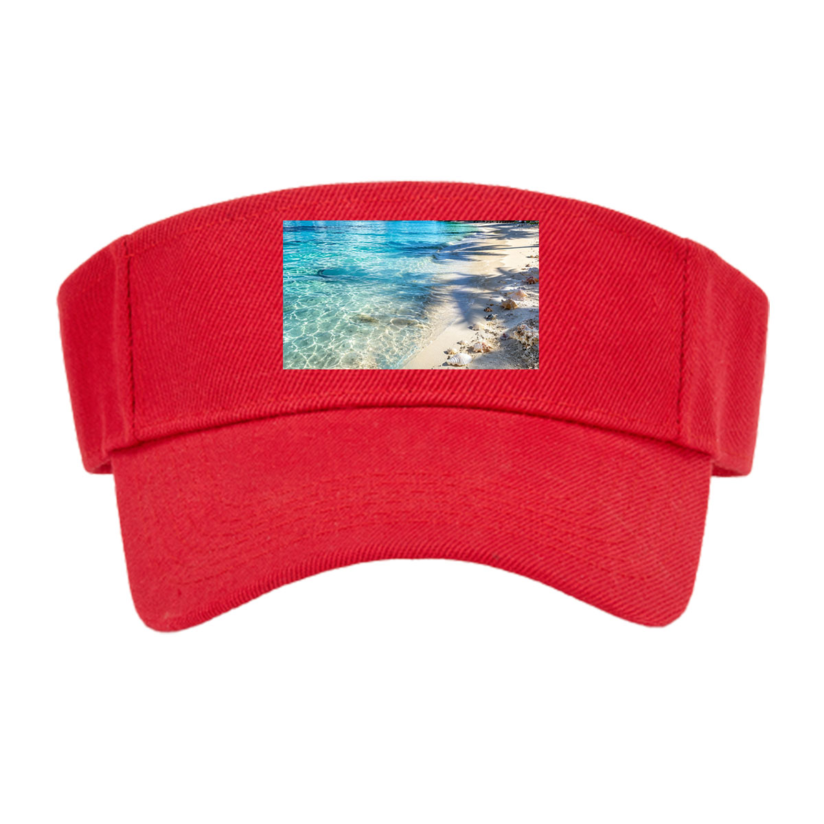 Tropical Beach with Clear Water, Shells, and Palm Trees -  Visor cap