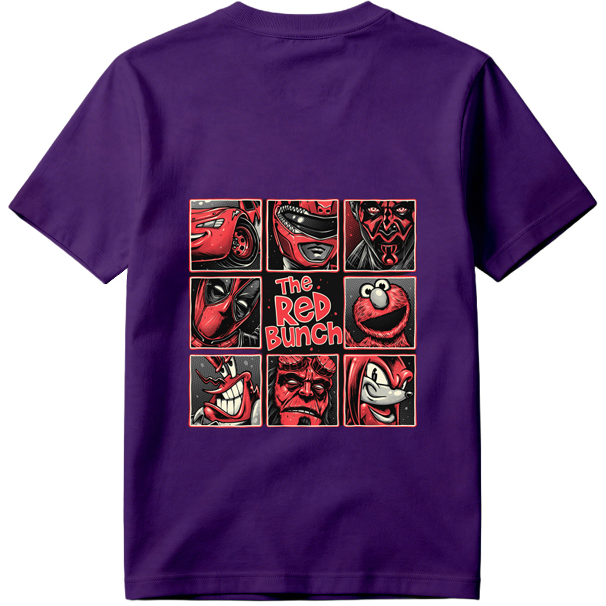 The Red Bunch: Lightning McQueen, Darth Maul, Deadpool, Elmo, Dr. Seuss's The Grinch, Hellboy, and Knuckles - Tee