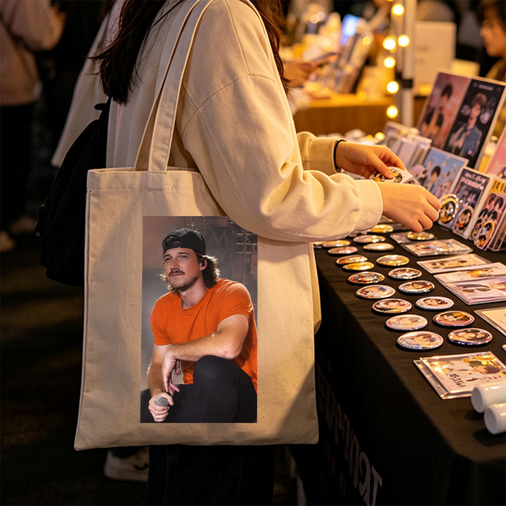 Morgan Wallen Live Performance Holding Microphone on Stage - Canvas tote bags