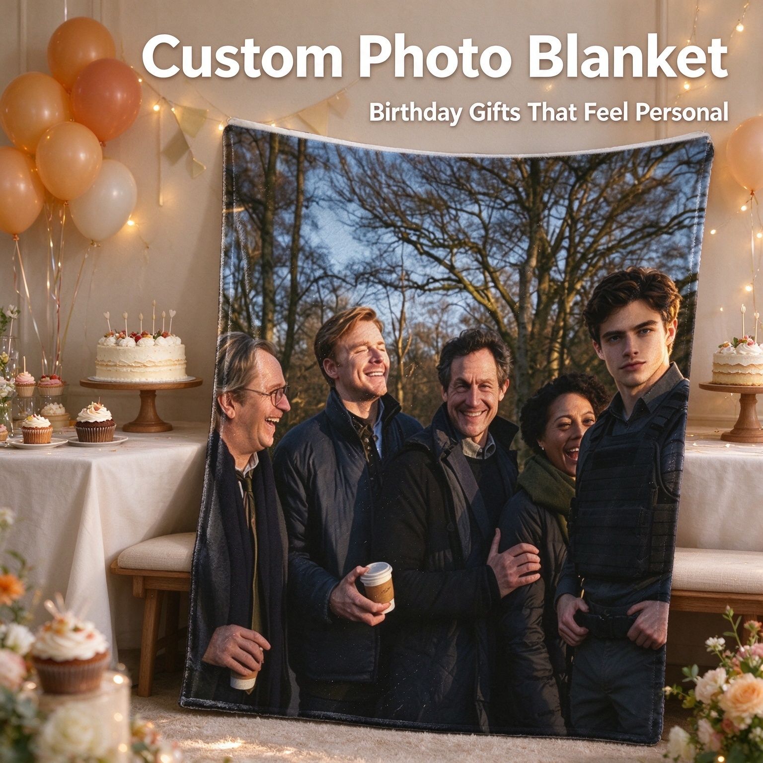Custom Photo Blanket Personalized Face Picture Flannel Fleece Throw Soft Anti-Pilling Keepsake Gift for Bed and Couch