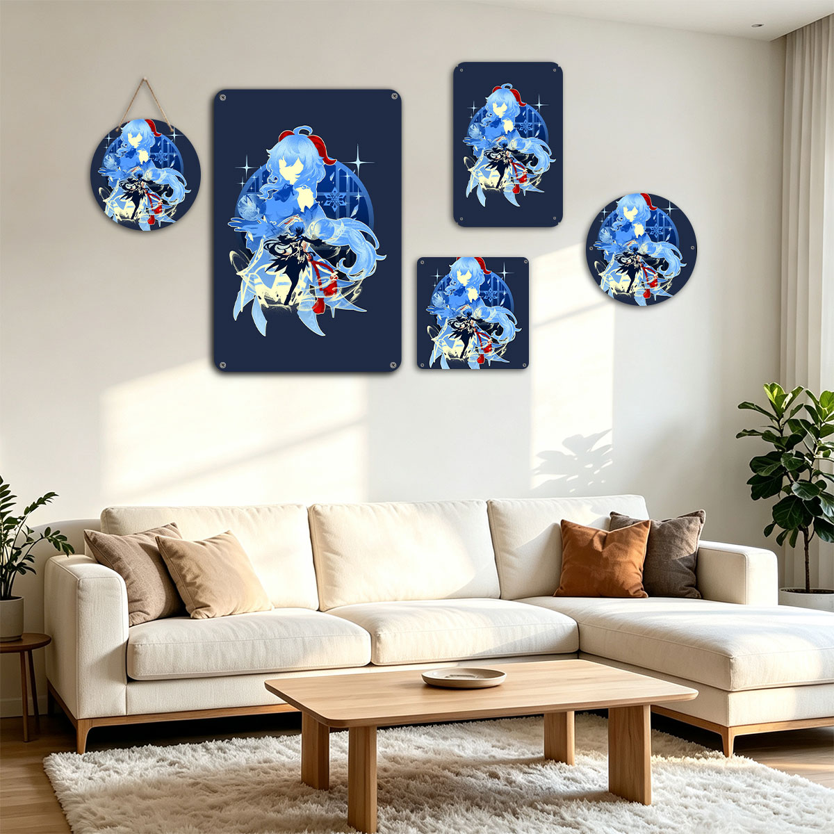 Blue-Haired Mage and Dark Warrior in Ice Magic Battle Scene - painting