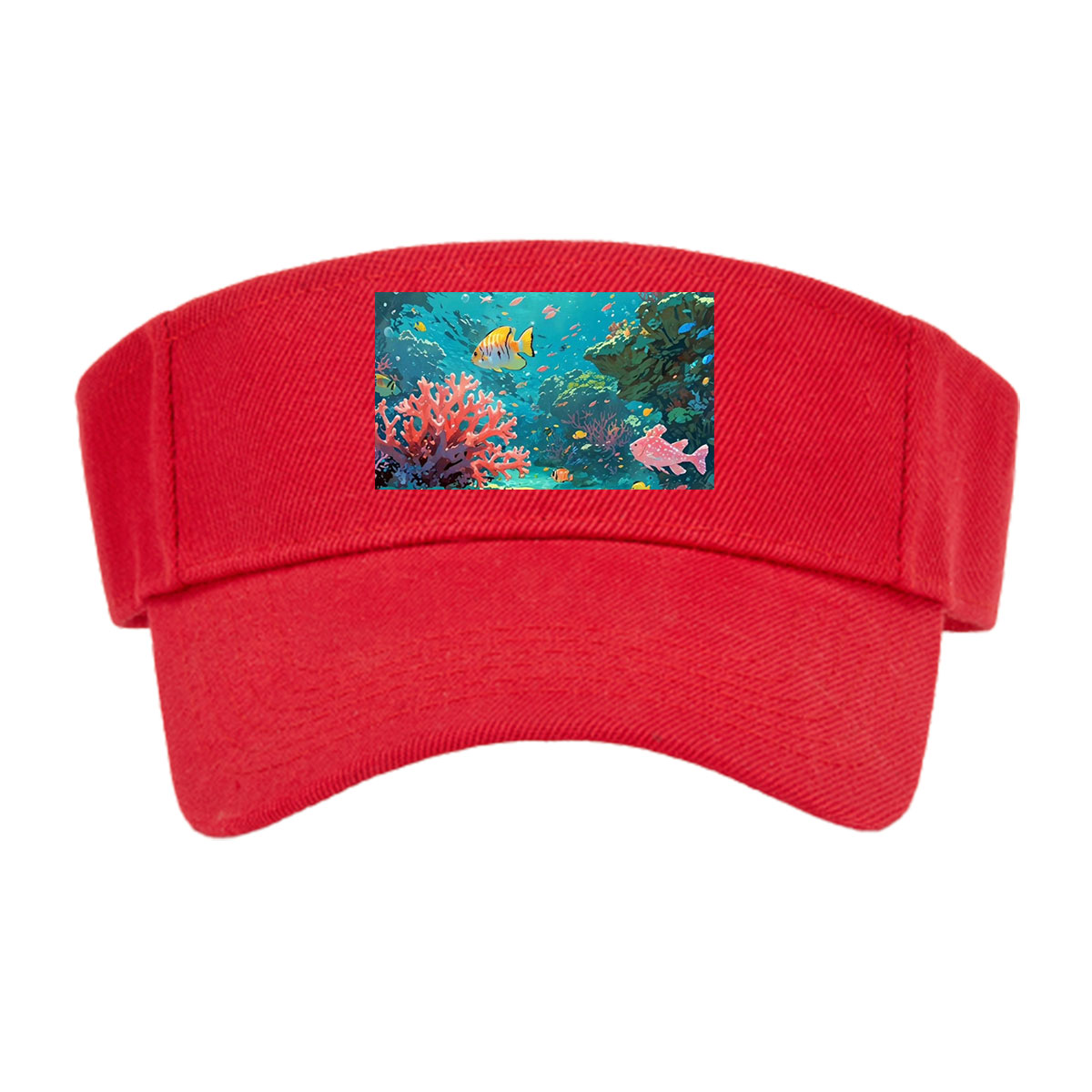Vibrant Coral Reef with Colorful Fish and Sunlight Rays -  Visor cap
