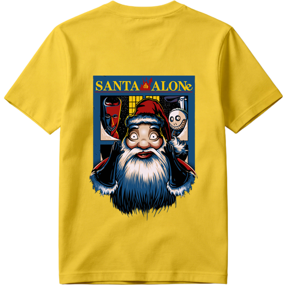 Santa Alone: Santa Claus, Jack Skellington, and Red Mask - Tee