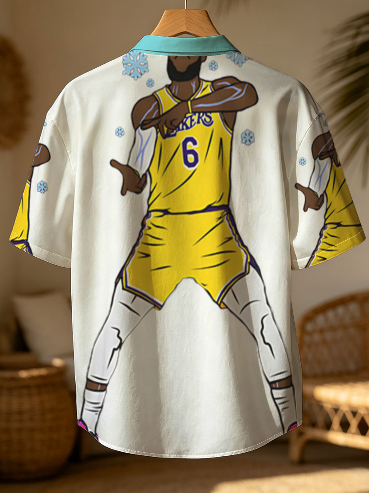 LeBron James in Lakers Jersey Dabbing with Snowflakes -  Shirt