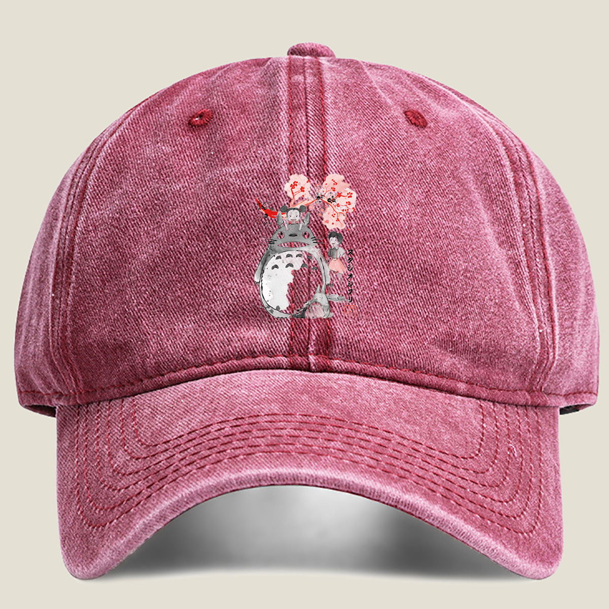 Totoro, Mei, and Satsuki from Studio Ghibli - Washed Denim - Baseball Cap