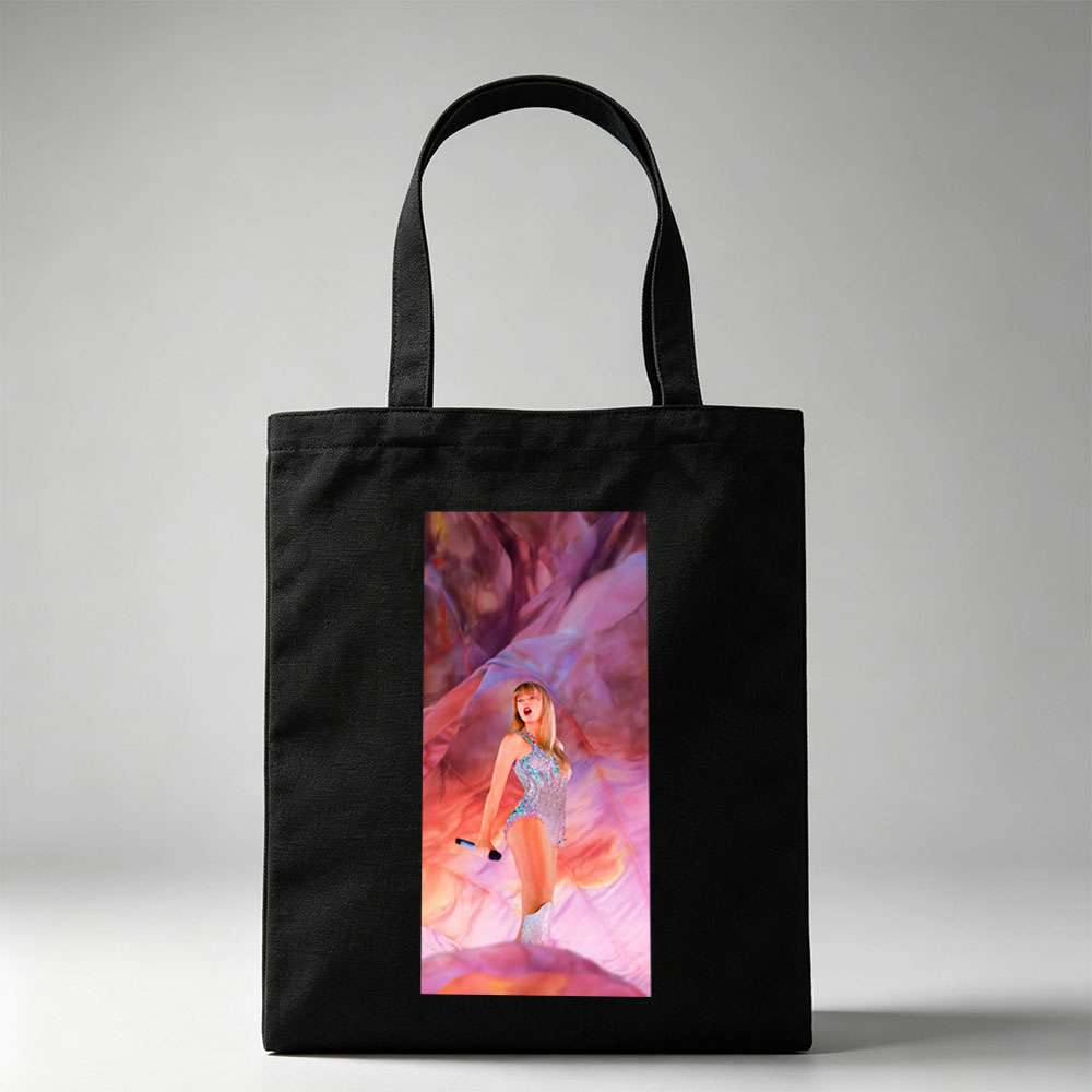 Taylor Swift Performance in a Sparkling Bodysuit on a Vibrant, Dreamlike Stage - Canvas tote bags