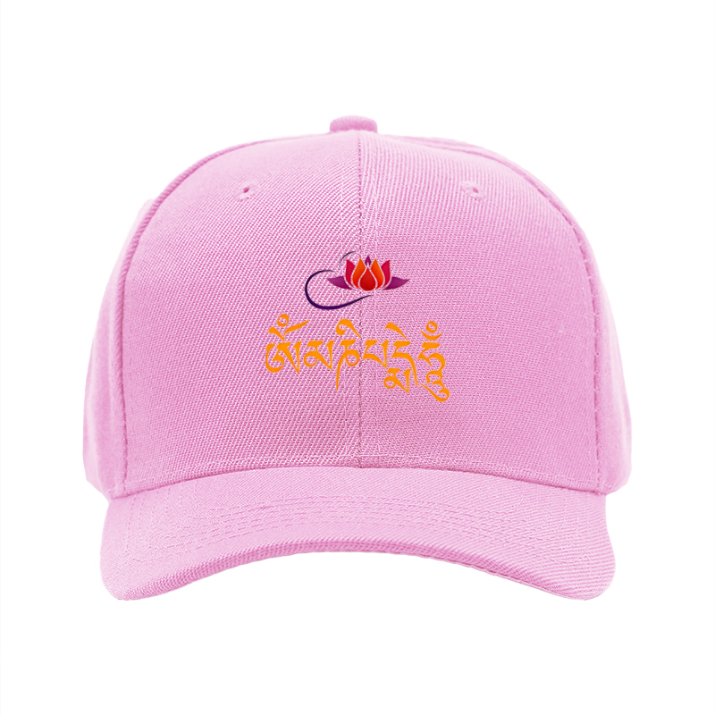 1pc New Baseball Cap with Lotus Flower and Tibetan Script Print Unisex Adjustable Hat for Outdoor Activities and Casual Wear Suitable for Adults and Teenagers