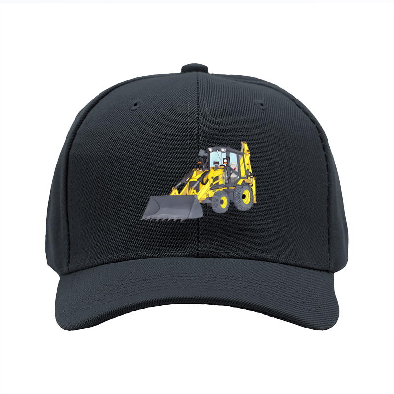 1pc New Baseball Cap with Yellow Excavator Print and Bold Text Design Unisex Adjustable Hat for Outdoor Work and Leisure Activities Suitable for Adults Who Love Construction Machinery and Heavy Equipment Themes