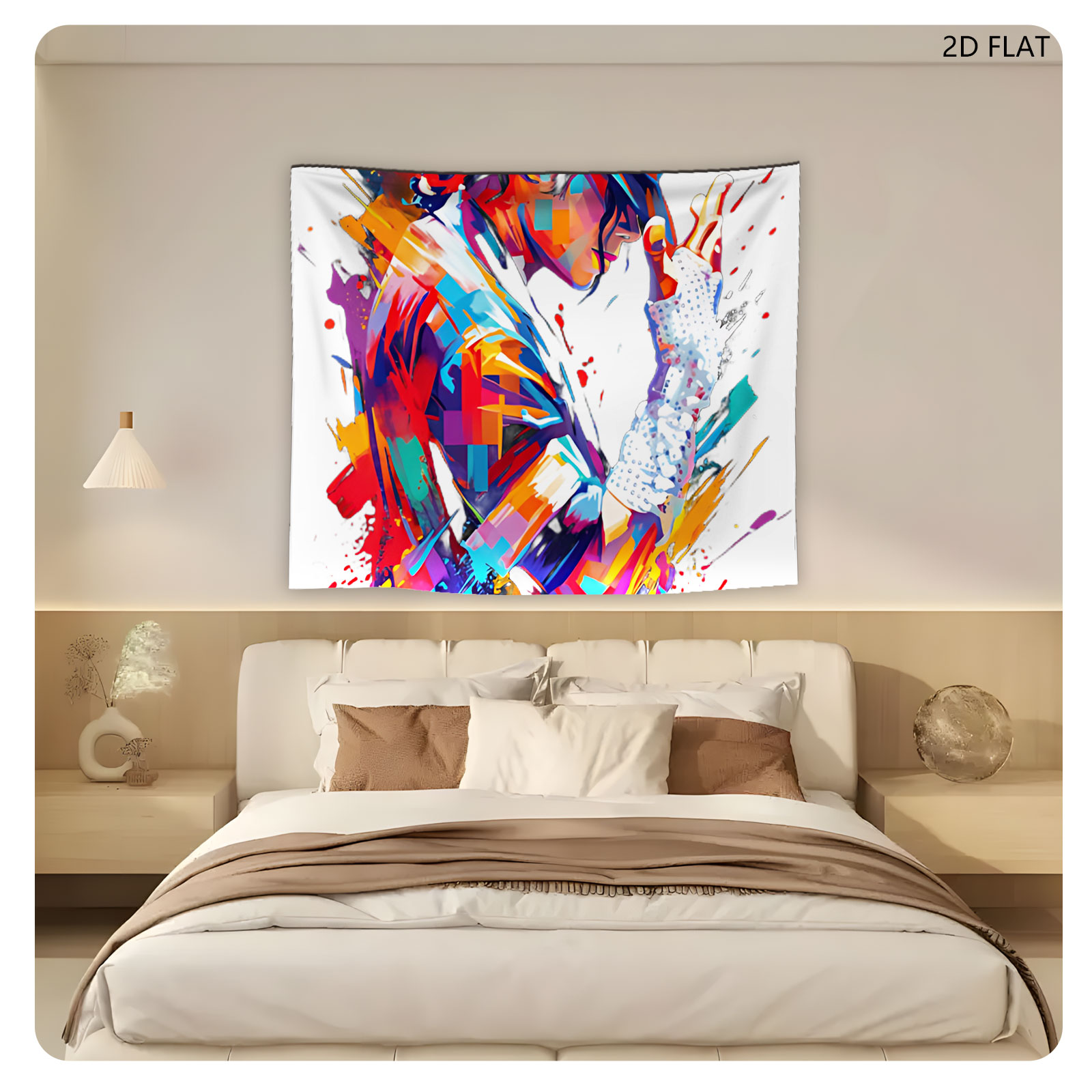 Michael Jackson in Iconic Pose with Colorful Artistic Style - Tapestry