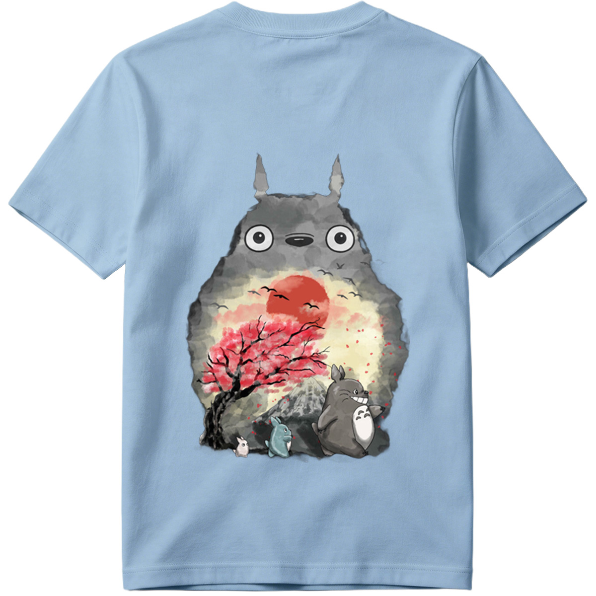 Totoro and Friends in Cherry Blossom Sunset - Tee