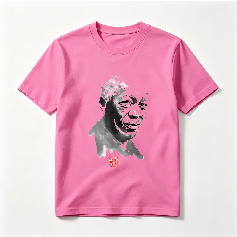 Abstract Portrait of a Man with Ink Blot Style and Red Seal - Tee
