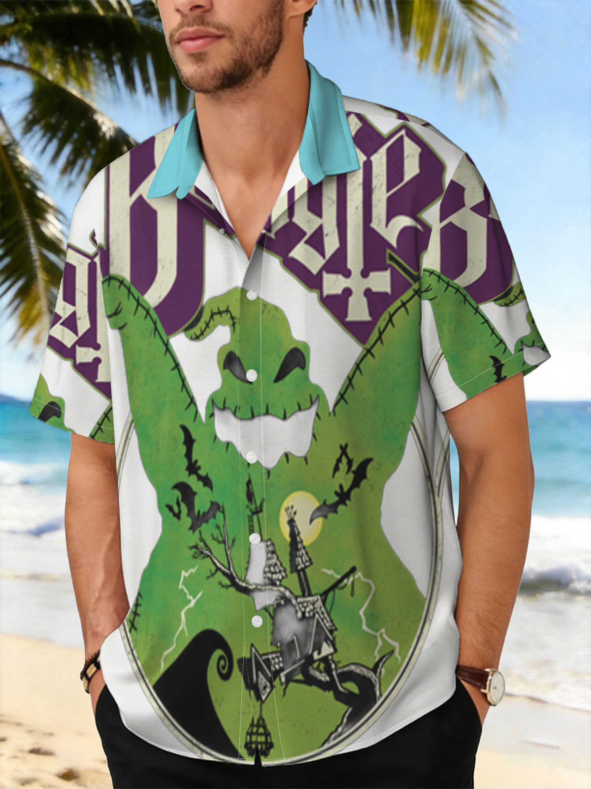 Boogie: Green Monster with Spooky Castle and Bats -  Shirt