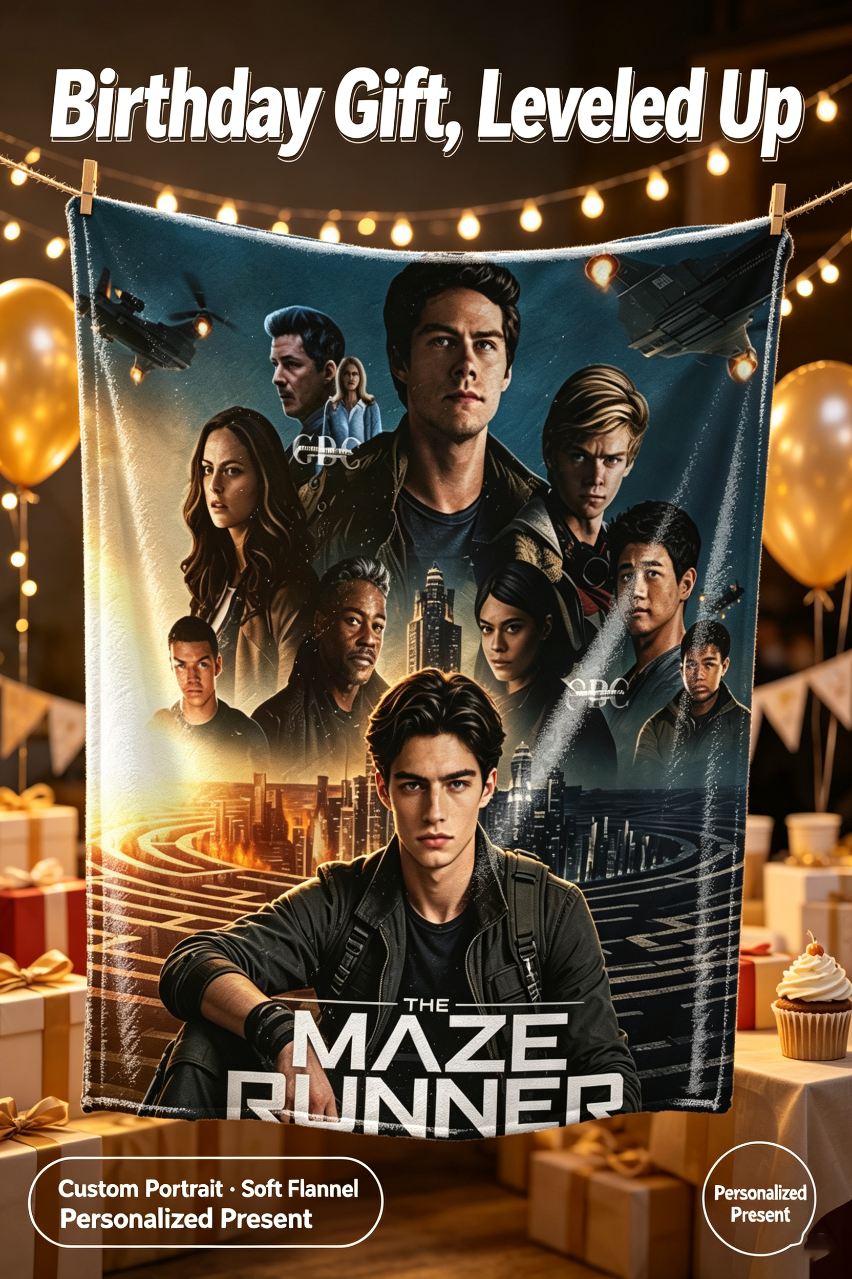Custom Face Blanket The Maze Runner Trilogy Flannel Blanket Movie Character Portrait Soft Cozy Throw Blanket Perfect for Fans Home Decor Gift or Giveaway