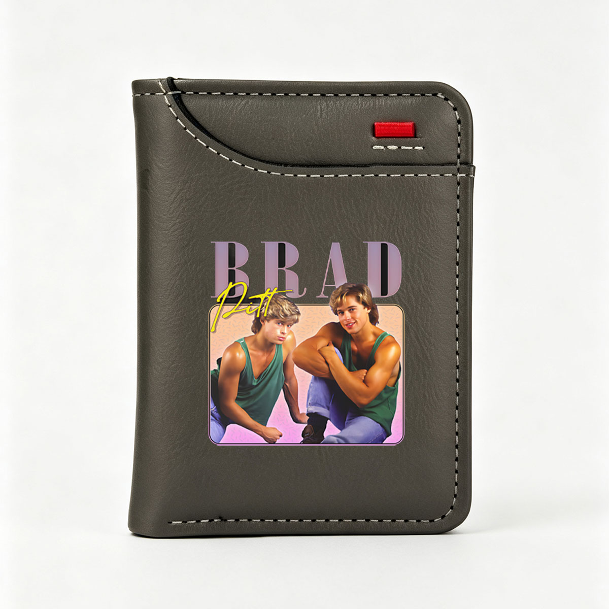 Brad Pitt in 80s Style: Twin Look-Alikes in Green Tank Tops - Vertical Style Wallet