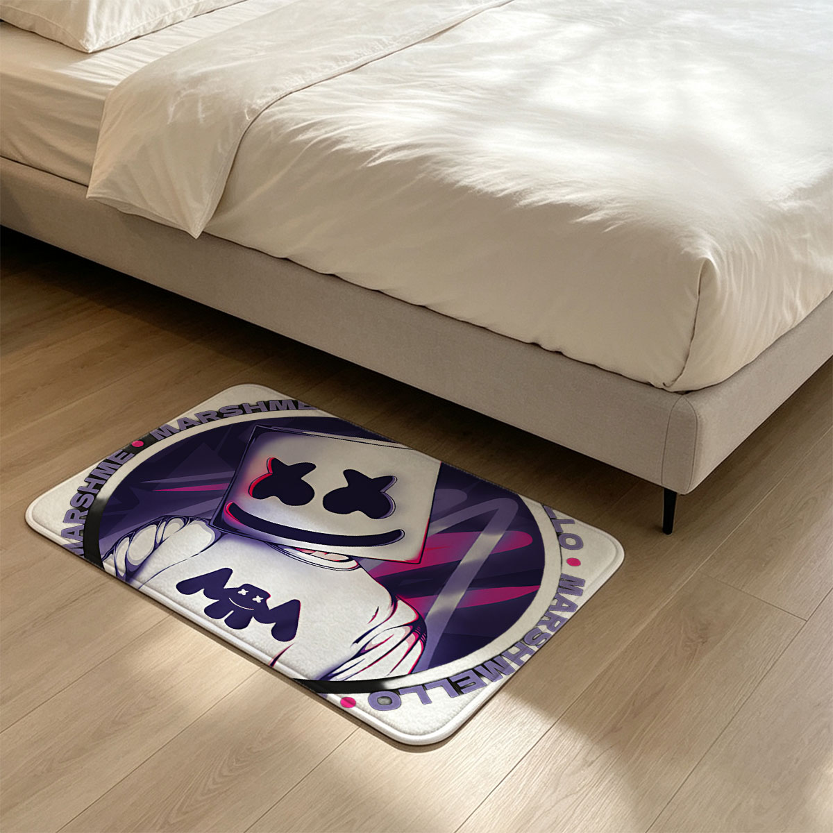 Marshmello - Iconic DJ with Signature Marshmallow Helmet and Logo Design - Flannel floor mat