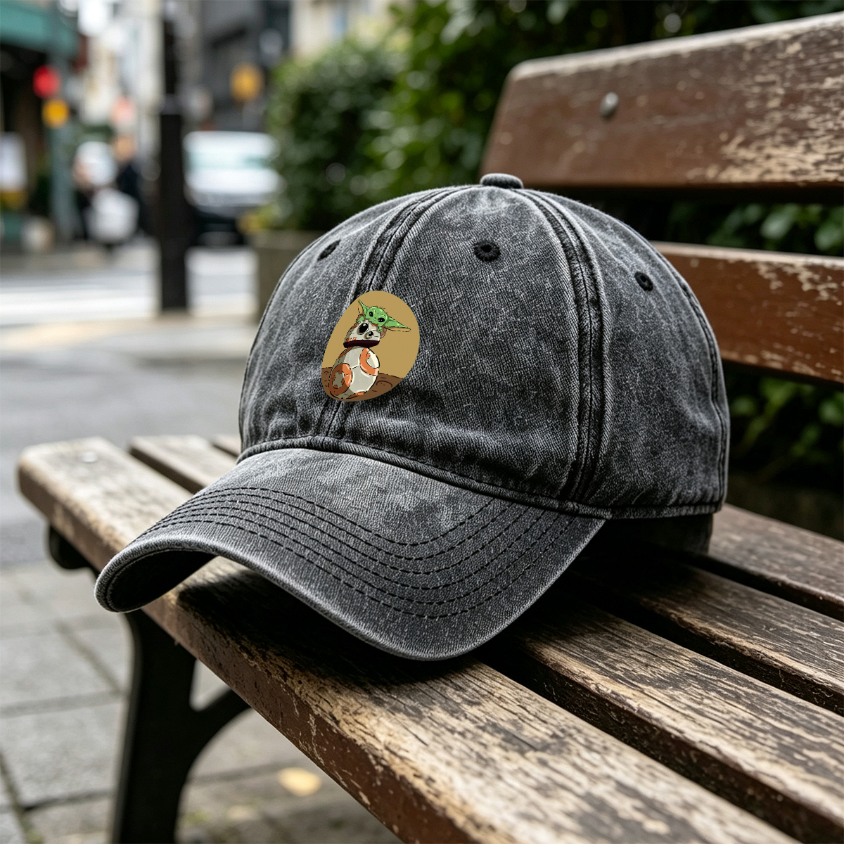 Baby Yoda and BB-8 - Washed Denim - Baseball Cap