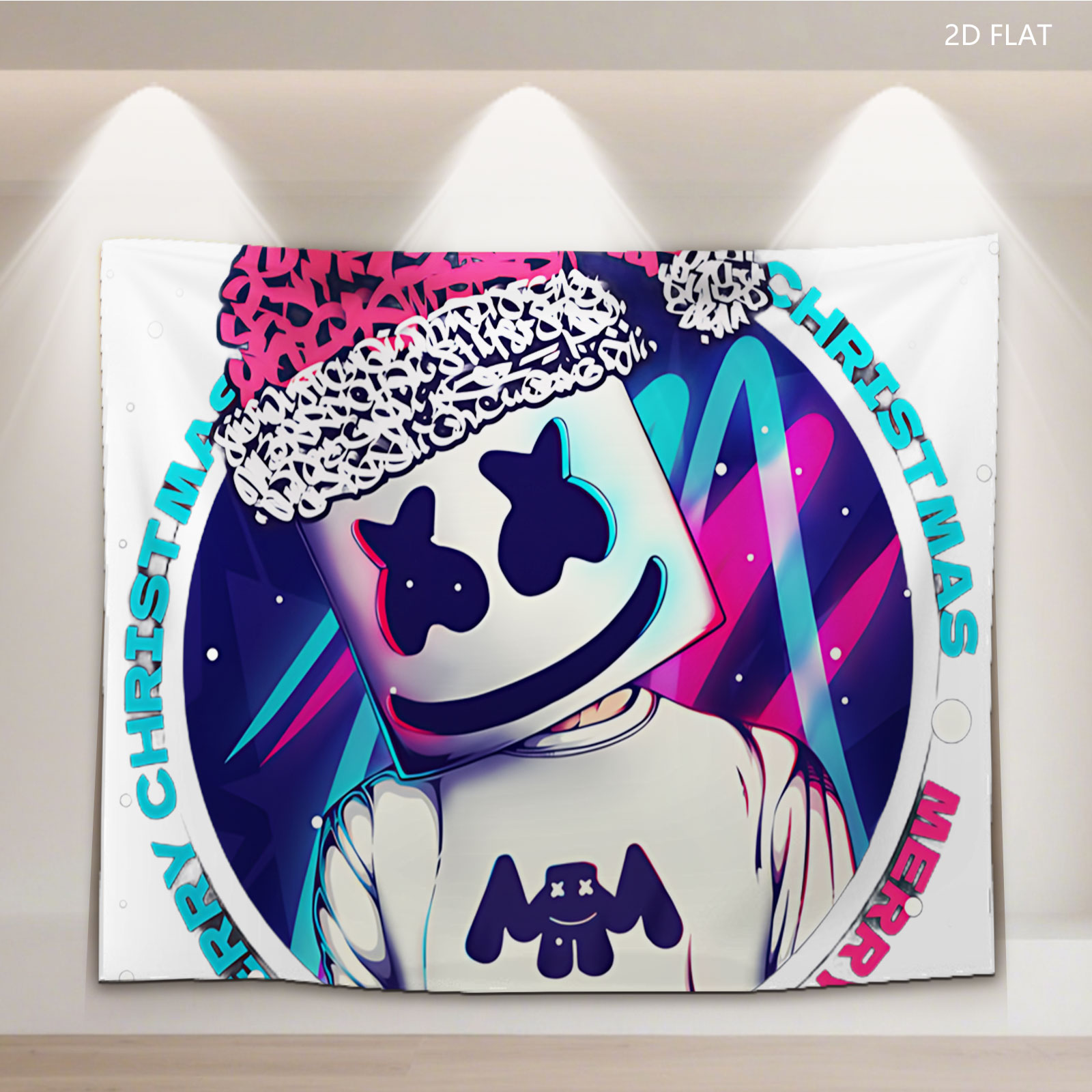Marshmello Wears Santa Hat, Merry Christmas Celebration - Tapestry
