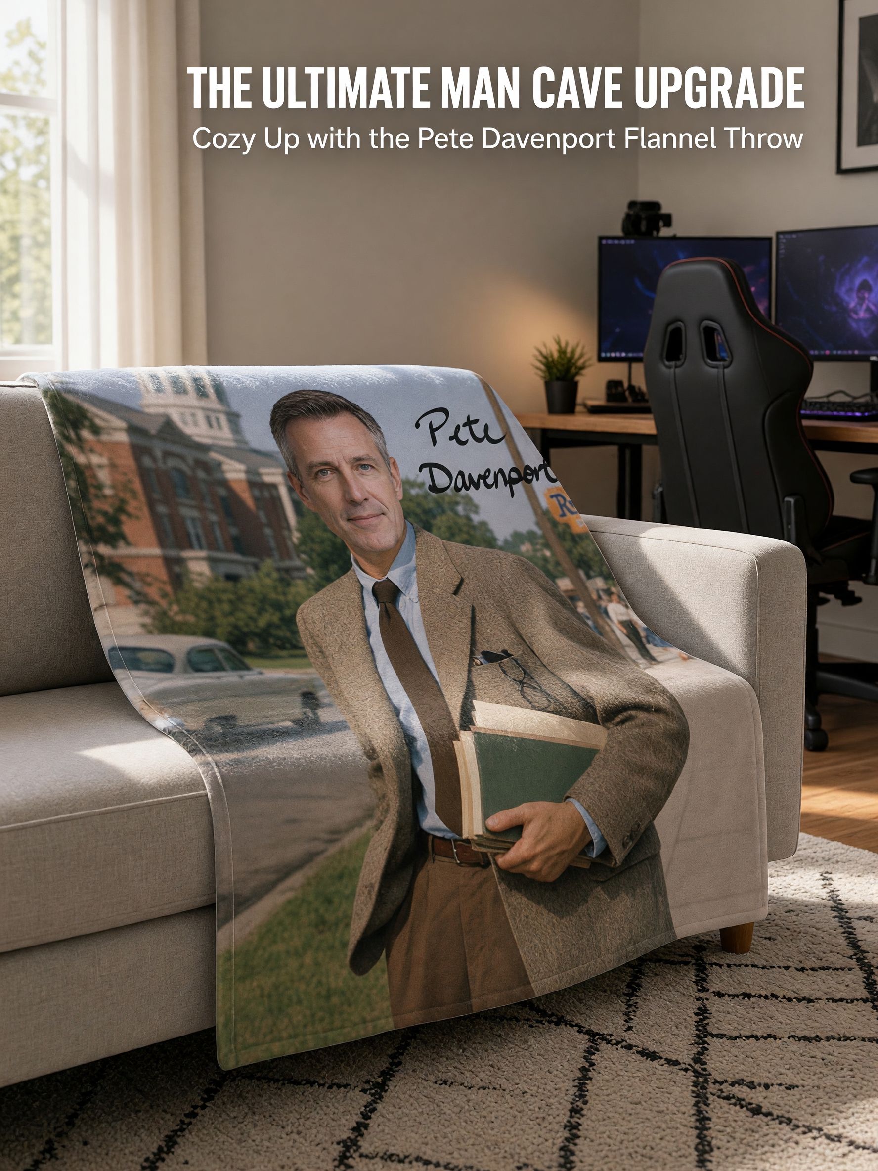 Custom Photo Blanket Personalized Face Flannel Throw Ultra Soft Anti-Pilling Fleece Wrap Unique Portrait Memory Gift