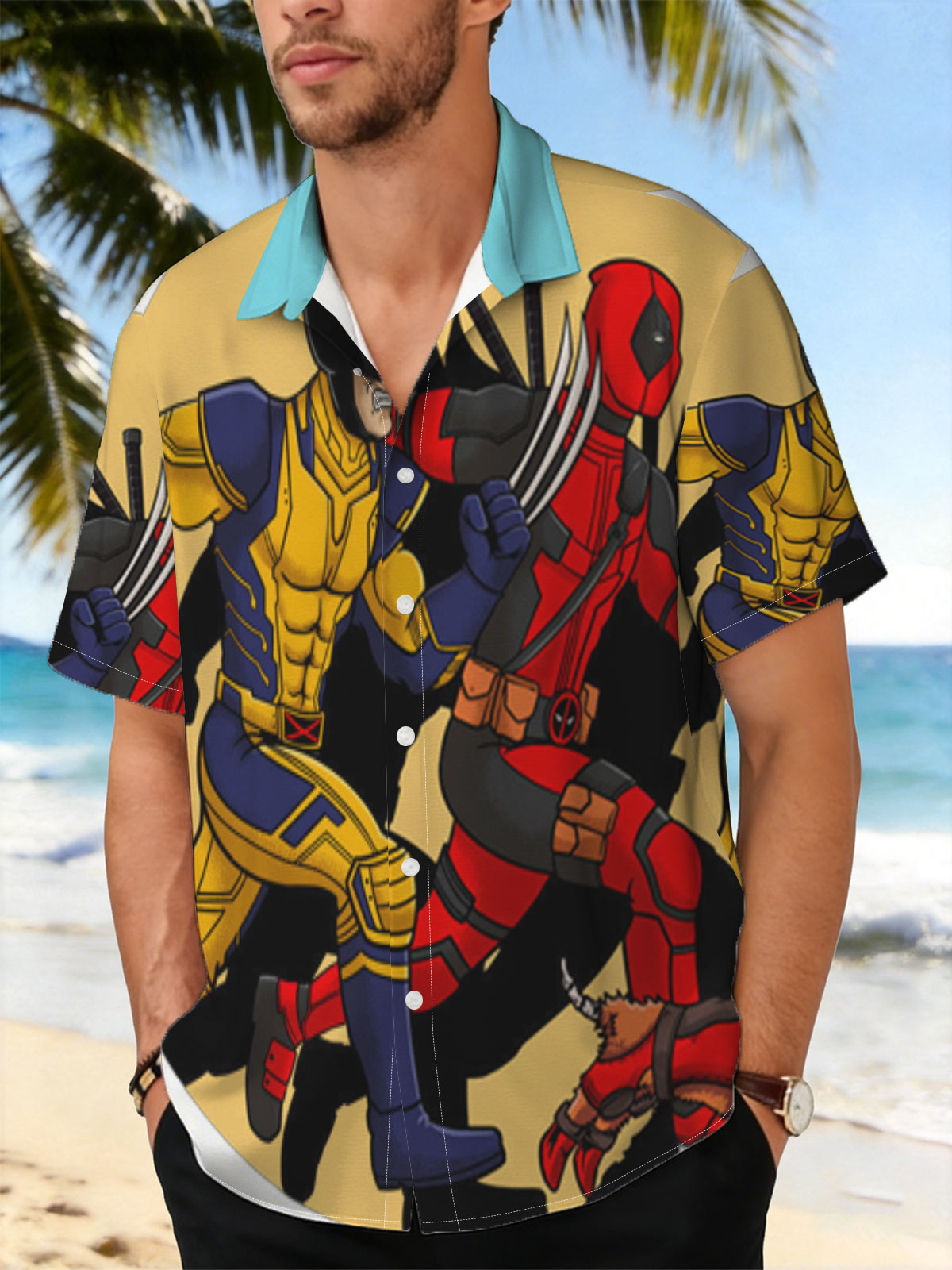 Wolverine and Deadpool in Action with Dogpool -  Shirt