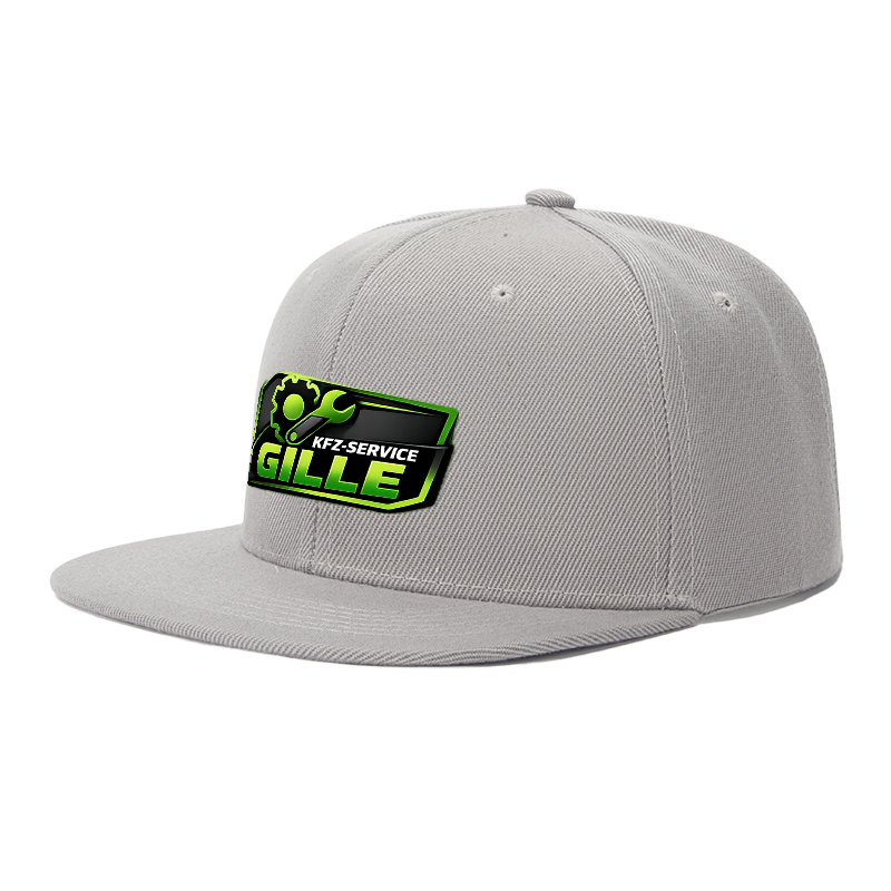 Flat Brim Baseball Cap KFZ-SERVICE GILLE Logo Print Streetwear Underground Skate Style Hat for Basketball Court Skate Park Urban Riders and Hip Hop Artists
