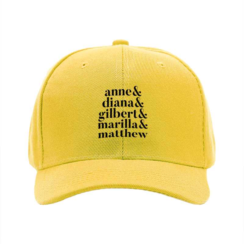 1pc New Baseball Cap with Name & Diana & Gilbert & Marilla & Matthew Print Unisex Adjustable Hat for Outdoor Activities and Casual Wear Adults Fashion Accessory