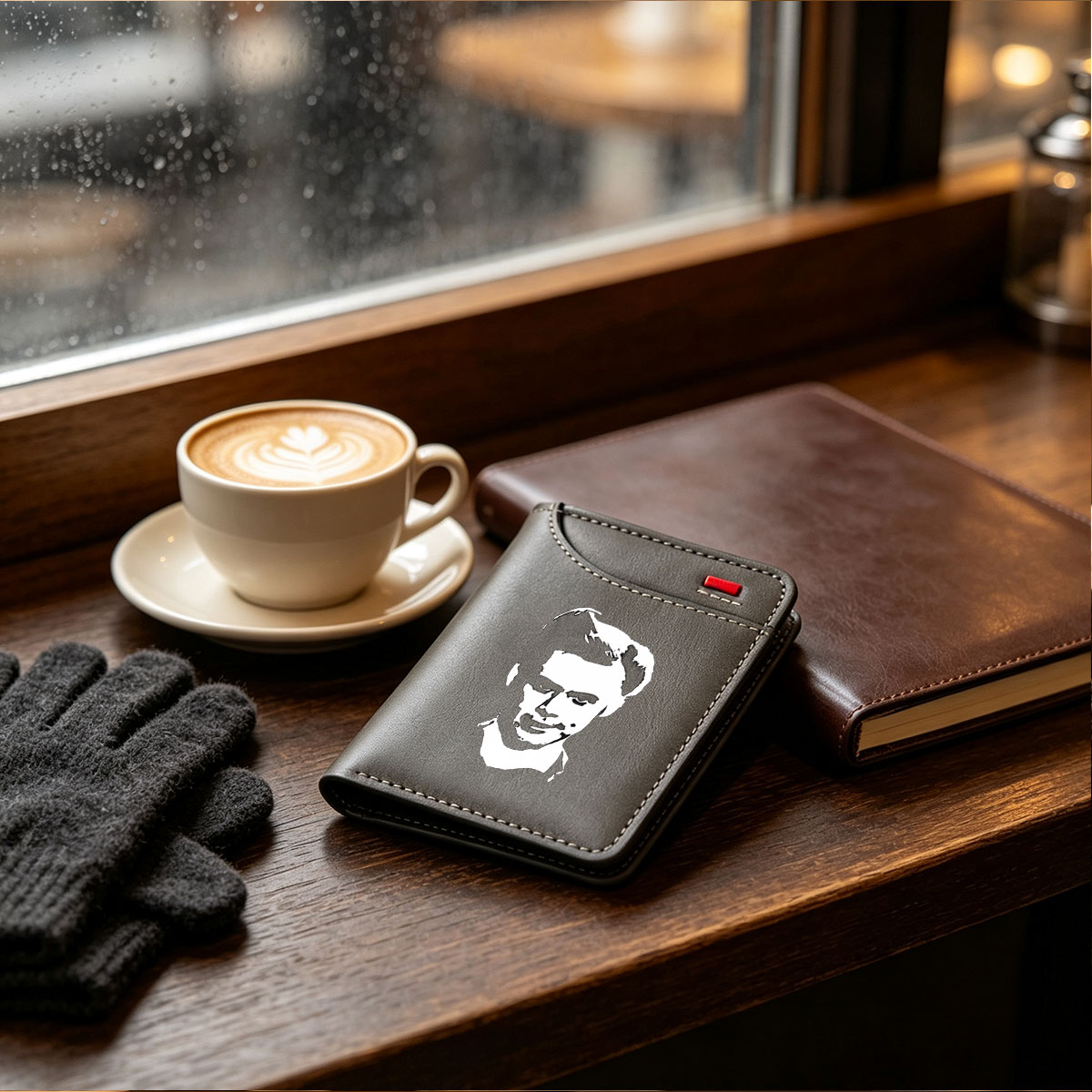Steve Jobs Portrait in Black and White Stylized Art - Vertical Style Wallet