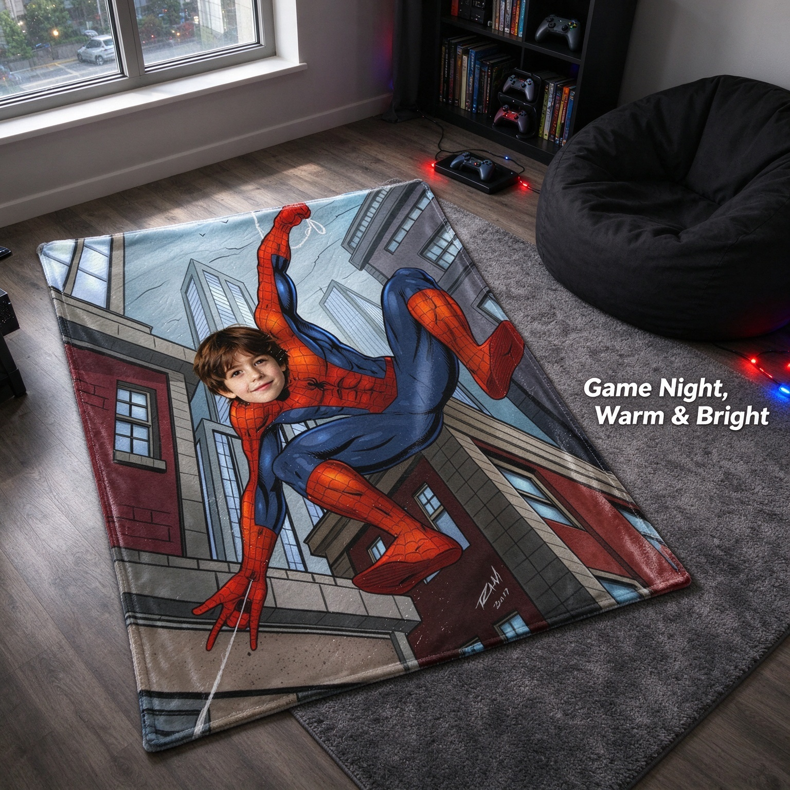 Custom Photo Face Superhero Blanket Ultra Soft Flannel Throw Cozy Personalized Gift for Kids and Superhero Fans