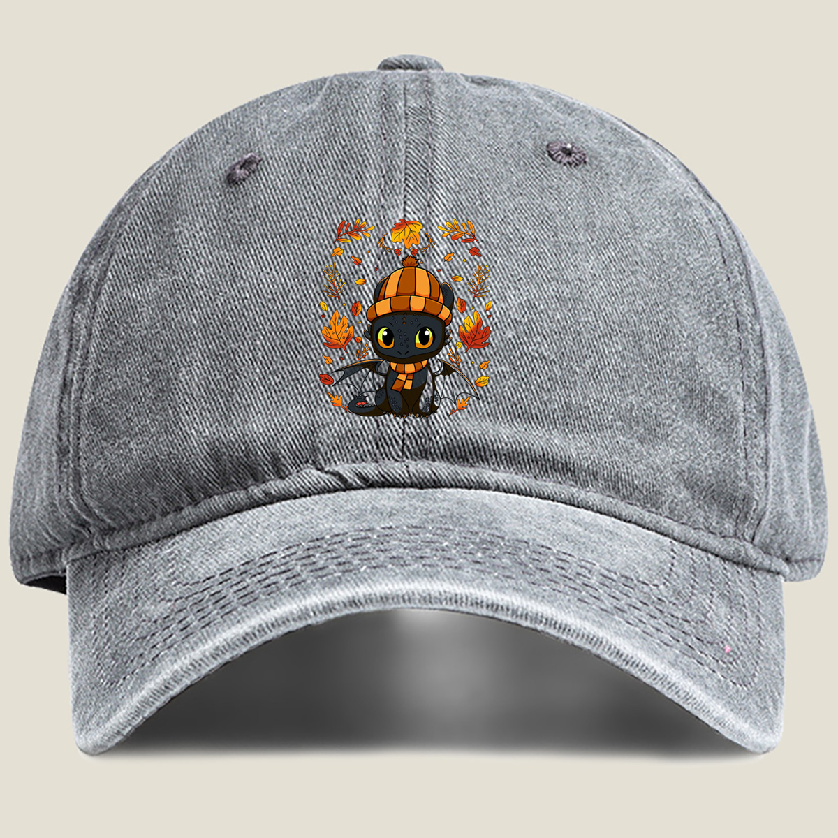 How to Train Your Dragon: Toothless in Autumn Attire - Washed Denim - Baseball Cap