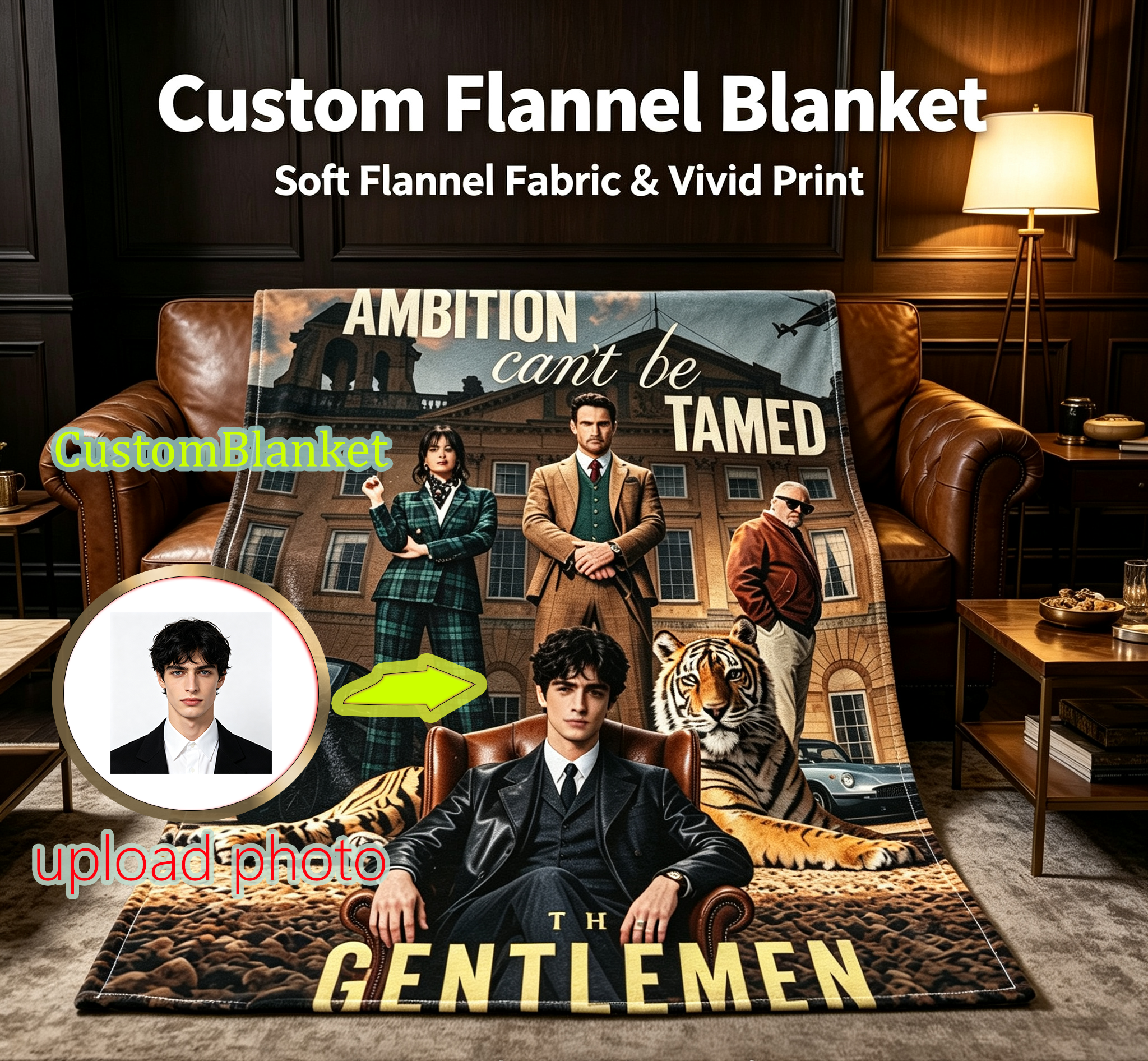 Custom Face Blanket The Gentlemen Season 2 Flannel Blanket Perfect for Fans of Crime Drama TV Series Ideal for Couch Time or as a Unique Gift for Movie Lovers
