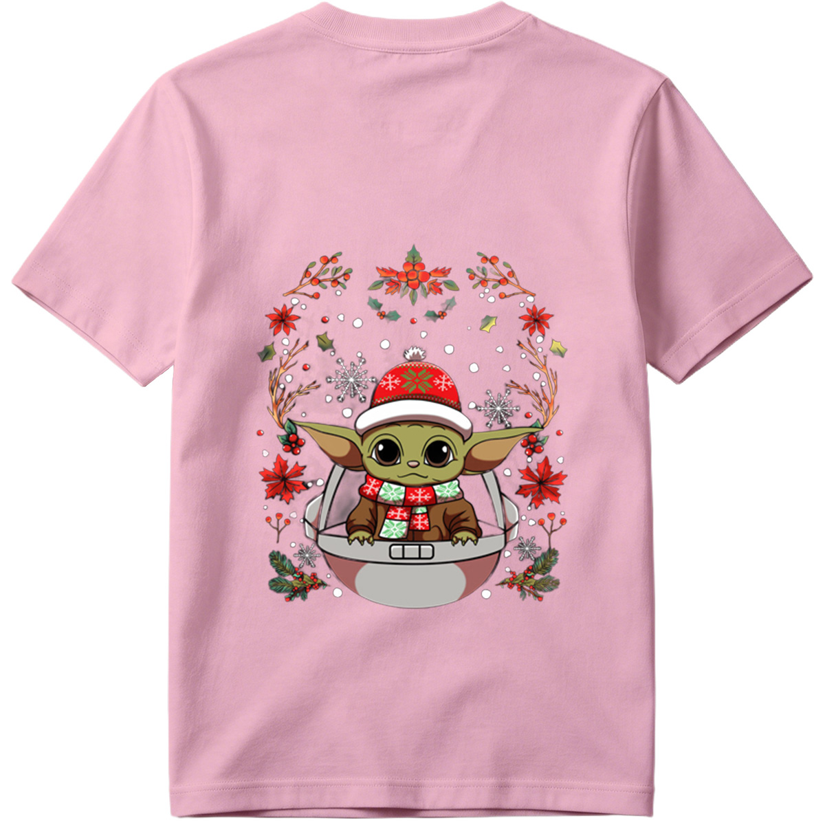 Baby Yoda in Christmas Hat and Scarf - Tee