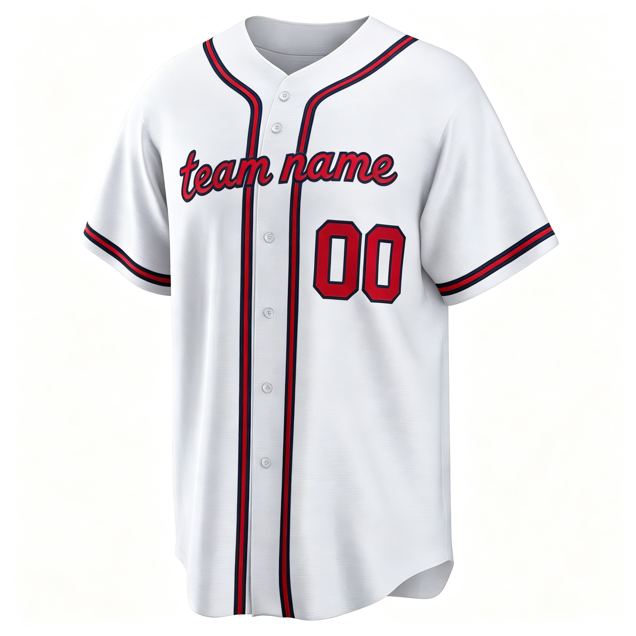 Custom Atlanta City Style Baseball Jersey Full Button Moisture Wicking Polyester For Men And Youth