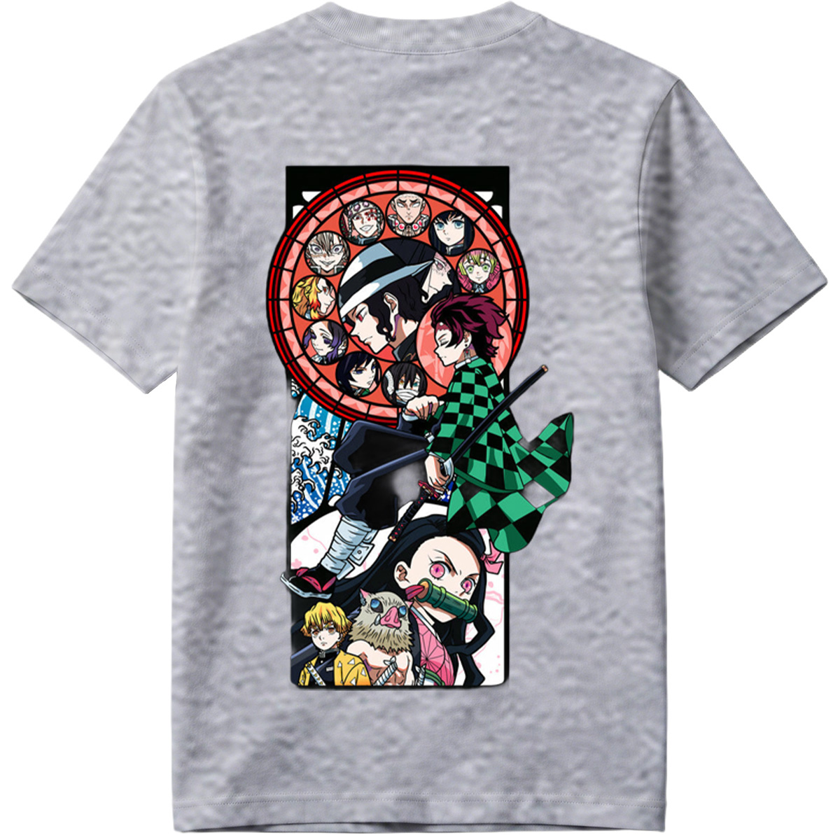 Demon Slayer: Kimetsu no Yaiba - Tanjiro, Zenitsu, Inosuke, and Hashira Characters in Stained Glass Art Style - Tee