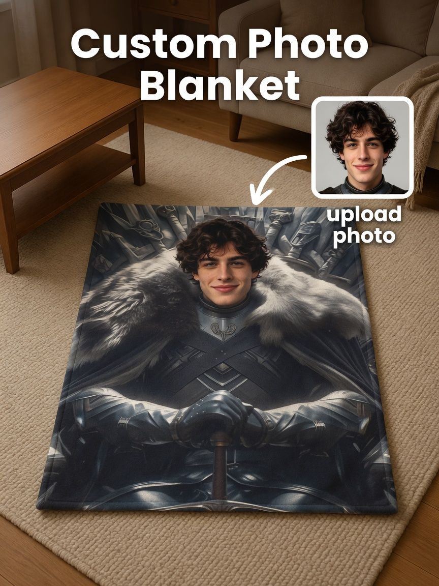 Custom Face Blanket Personalized Photo Throw Ultra Soft Flannel Fleece Warm Blanket for Bed Sofa Couch and Gifts