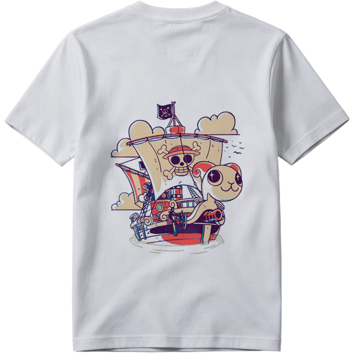 Pirate Ship with Cat and Skull Captain - Tee