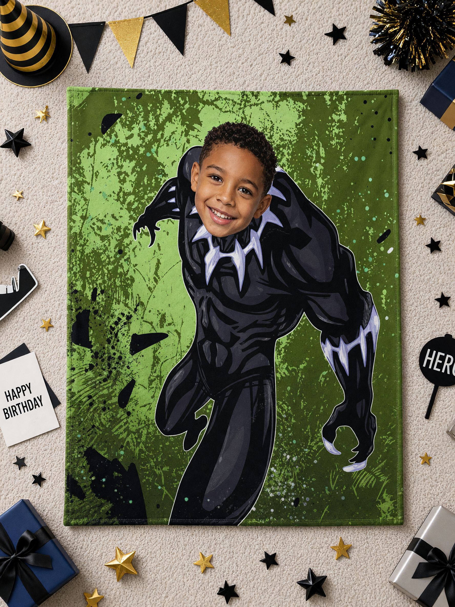 Custom Photo Superhero Flannel Blanket, Ultra Soft Plush Throw with Personalized Face, Cozy Gift for Couch and Bed