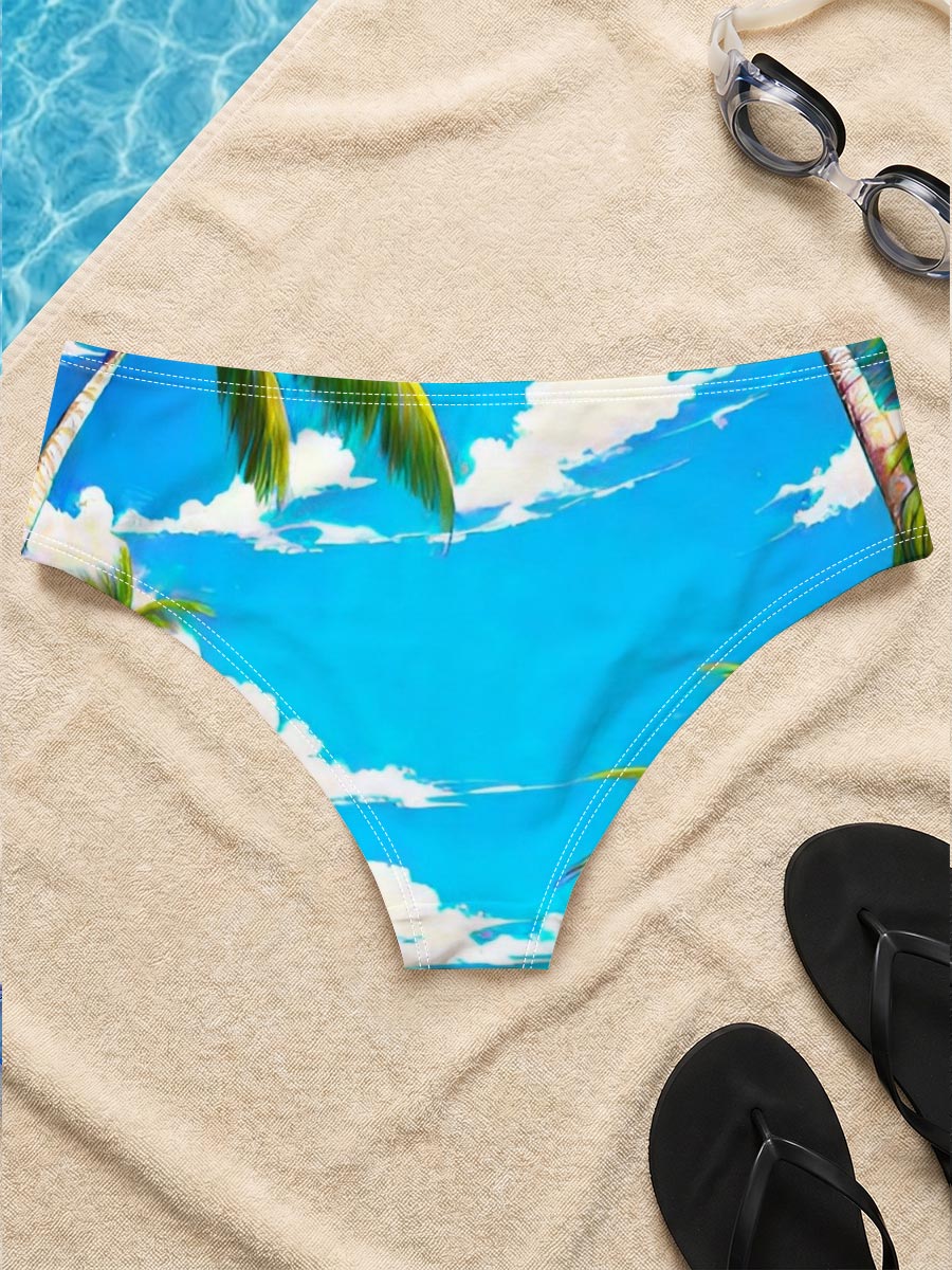 Tropical Beach with Palm Trees and Blue Sky -  Men's swim trunks