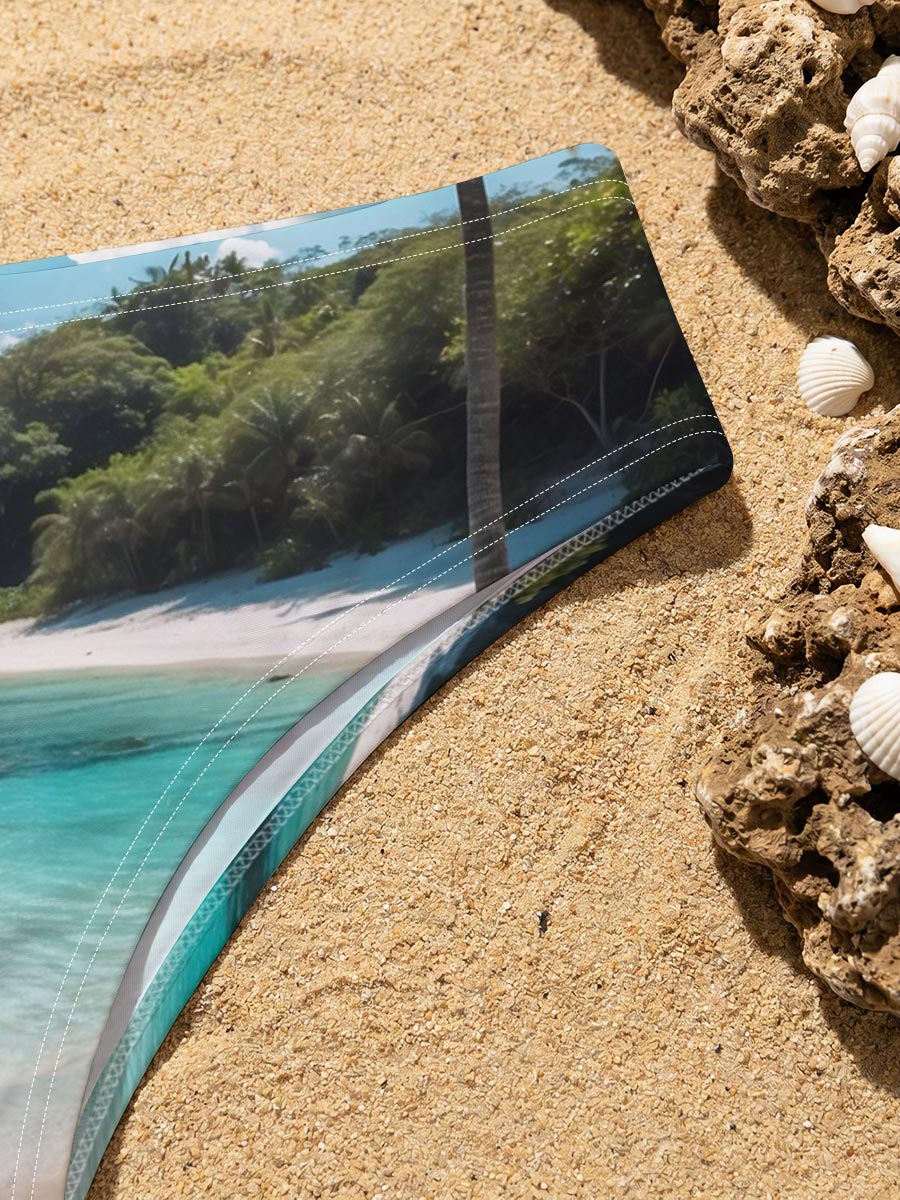 Tropical Beach with Palm Trees and Crystal Clear Water -  Men's swim trunks