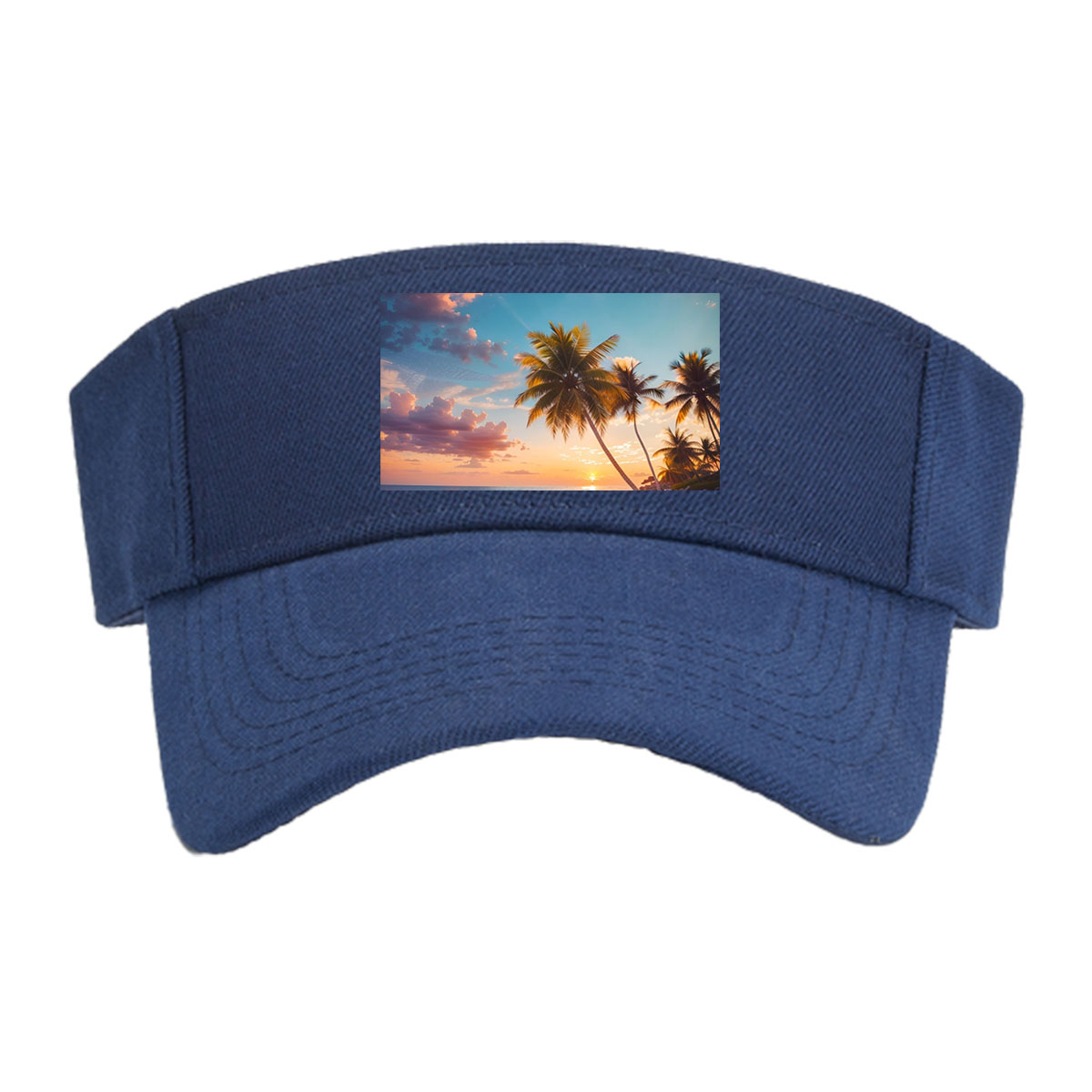 Tropical sunset with palm trees and waves on a sandy beach -  Visor cap