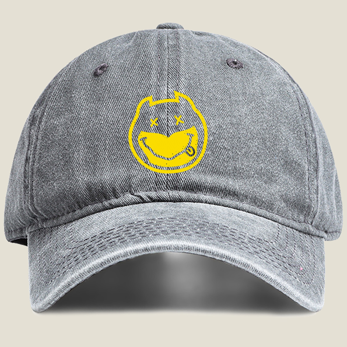 Trollface Emoji - Washed Denim - Baseball Cap