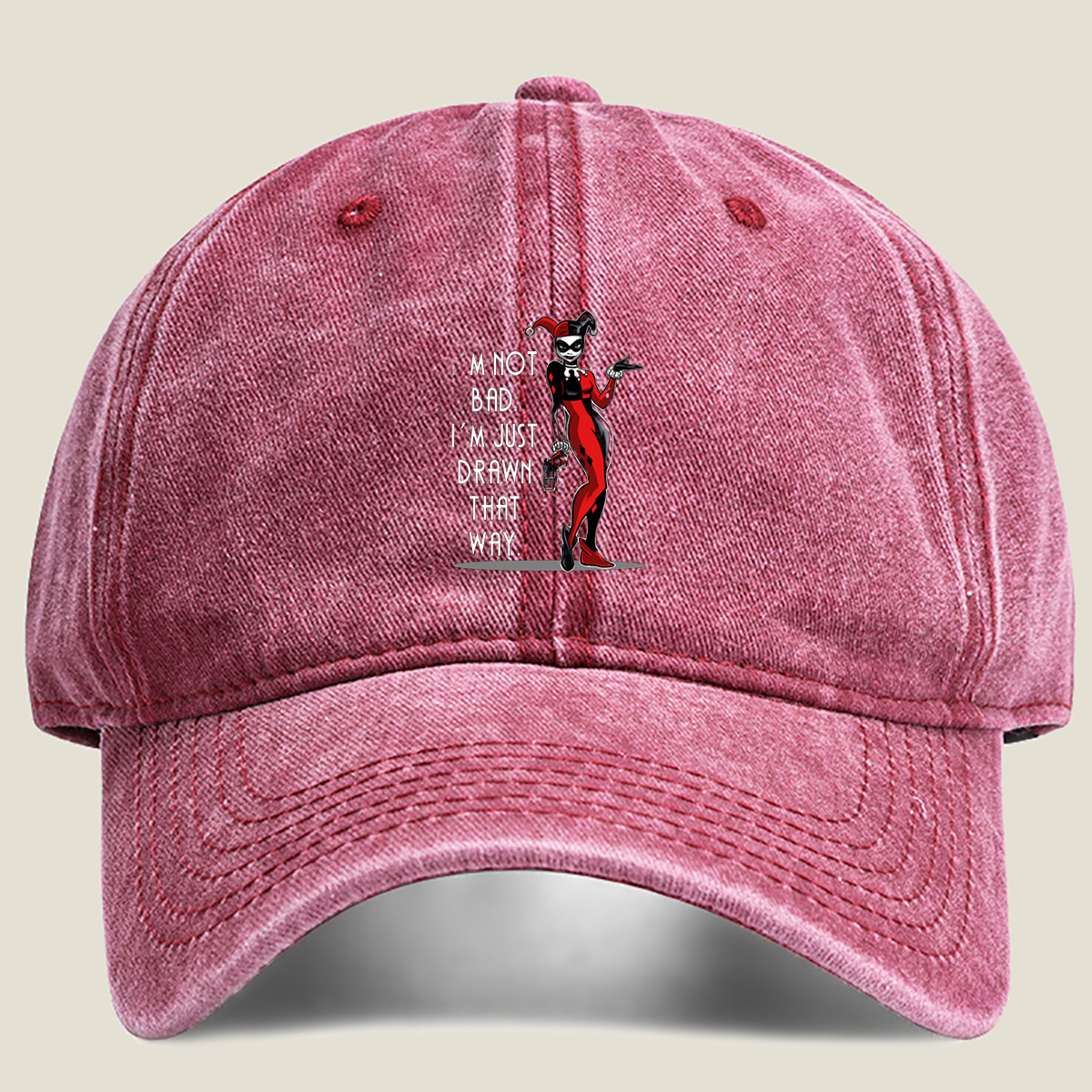 Harley Quinn: I'm Not Bad, I'm Just Drawn That Way - Washed Denim - Baseball Cap