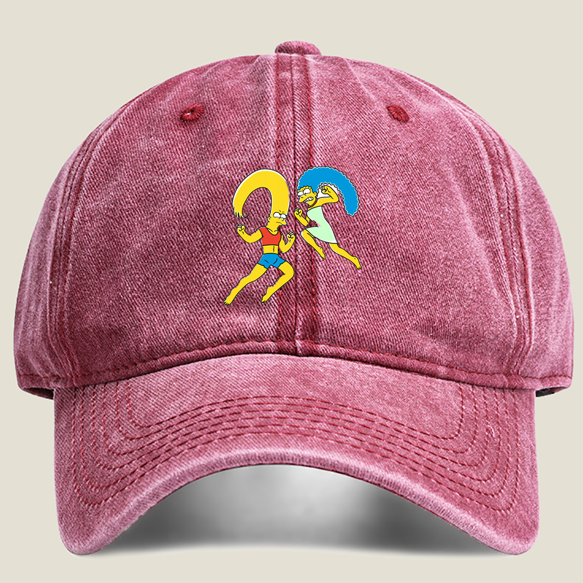 The Simpsons: Marge and Homer Running - Washed Denim - Baseball Cap