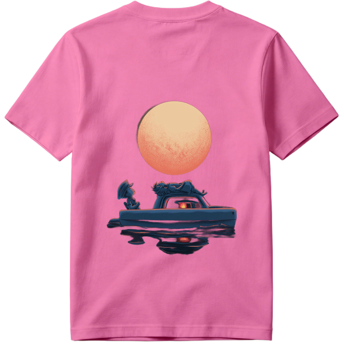 Mario and Bowser in a Boat Under the Moon - Tee