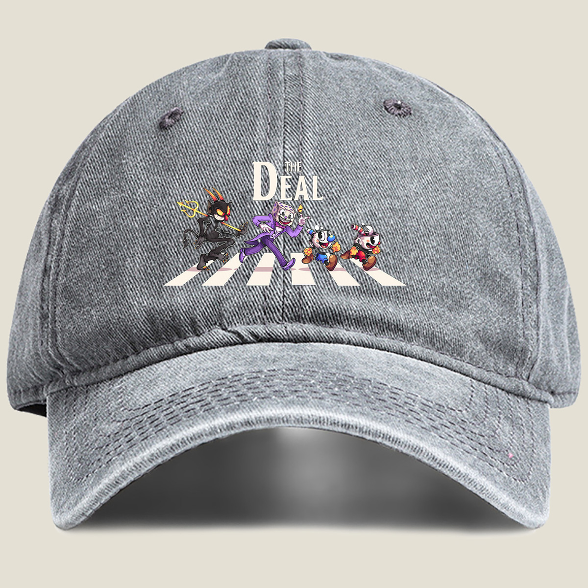 Cuphead, The Devil, and Mugman Crossing the Street – 